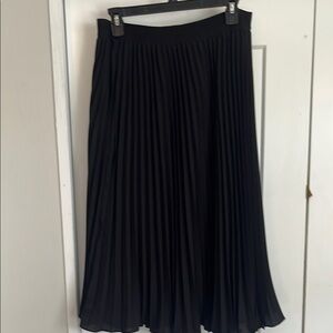 Black Pleated Midi Skirt for Work